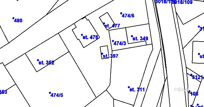 Parcela st. 397 v KÚ Sopotnice, Katastrální mapa