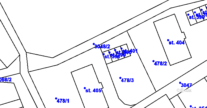 Parcela st. 398 v KÚ Sopotnice, Katastrální mapa