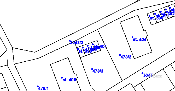 Parcela st. 400 v KÚ Sopotnice, Katastrální mapa