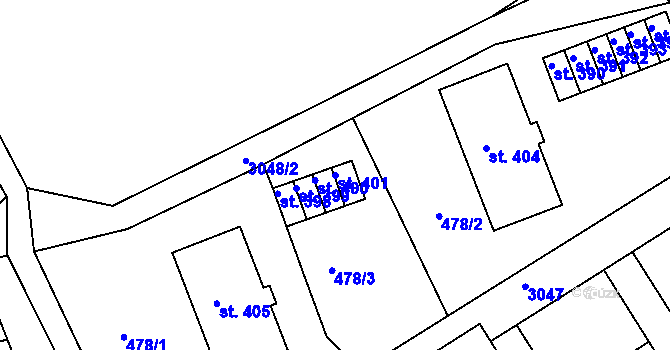 Parcela st. 401 v KÚ Sopotnice, Katastrální mapa