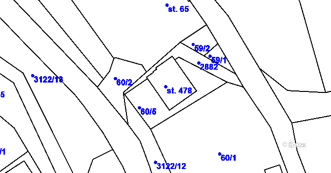 Parcela st. 478 v KÚ Sopotnice, Katastrální mapa