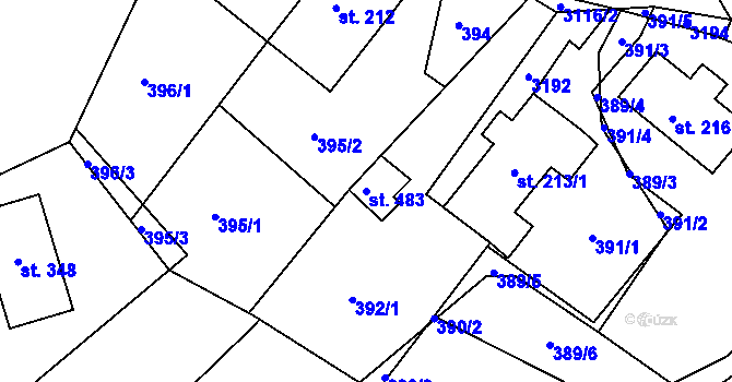 Parcela st. 483 v KÚ Sopotnice, Katastrální mapa