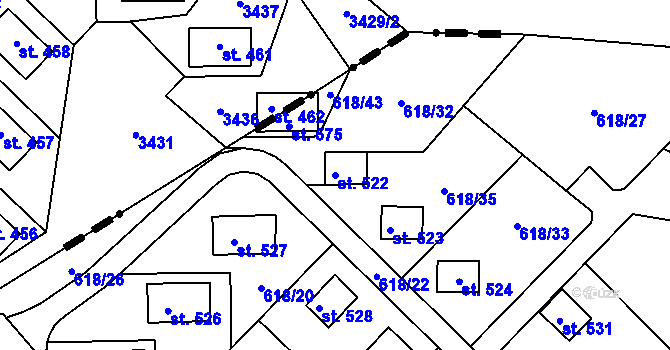 Parcela st. 522 v KÚ Sopotnice, Katastrální mapa
