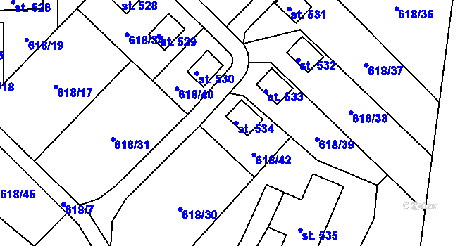 Parcela st. 534 v KÚ Sopotnice, Katastrální mapa