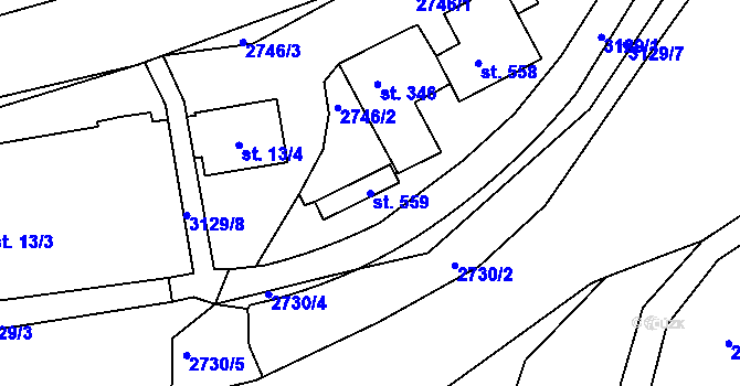 Parcela st. 559 v KÚ Sopotnice, Katastrální mapa