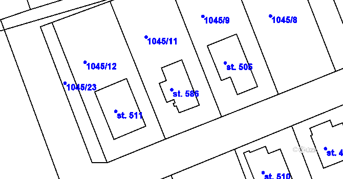 Parcela st. 586 v KÚ Sopotnice, Katastrální mapa