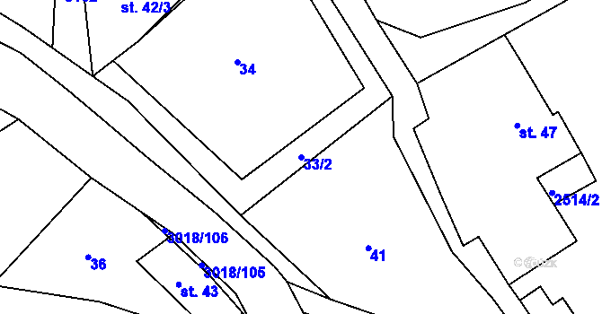 Parcela st. 33/2 v KÚ Sopotnice, Katastrální mapa