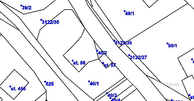 Parcela st. 40/2 v KÚ Sopotnice, Katastrální mapa