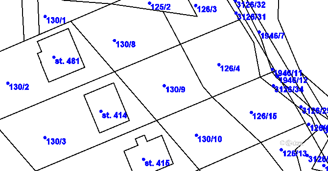 Parcela st. 130/9 v KÚ Sopotnice, Katastrální mapa