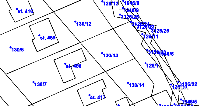 Parcela st. 130/13 v KÚ Sopotnice, Katastrální mapa
