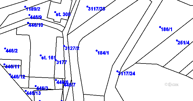 Parcela st. 184/1 v KÚ Sopotnice, Katastrální mapa