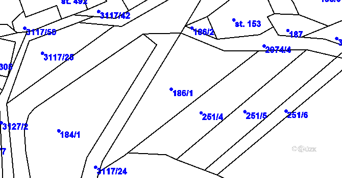 Parcela st. 186/1 v KÚ Sopotnice, Katastrální mapa