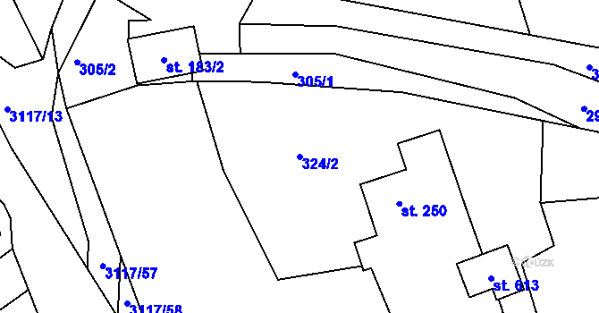 Parcela st. 324/2 v KÚ Sopotnice, Katastrální mapa