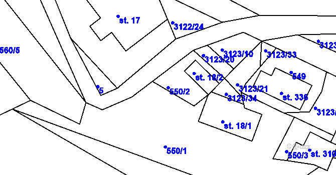 Parcela st. 550/2 v KÚ Sopotnice, Katastrální mapa