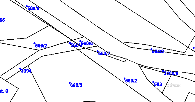 Parcela st. 560/7 v KÚ Sopotnice, Katastrální mapa