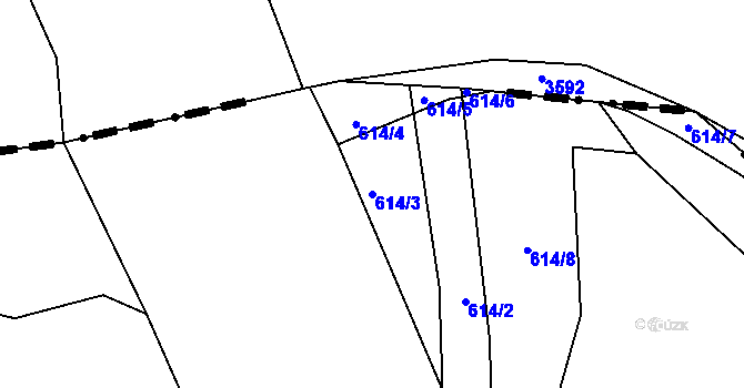 Parcela st. 614/3 v KÚ Sopotnice, Katastrální mapa