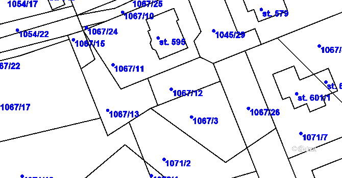 Parcela st. 1067/12 v KÚ Sopotnice, Katastrální mapa