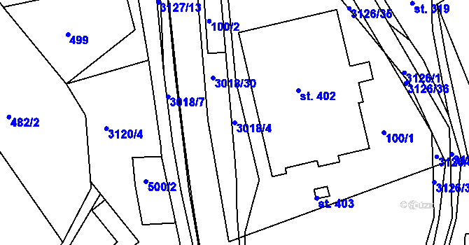 Parcela st. 3018/4 v KÚ Sopotnice, Katastrální mapa