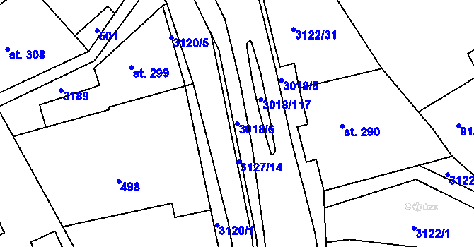 Parcela st. 3018/6 v KÚ Sopotnice, Katastrální mapa