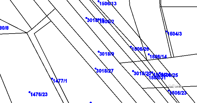 Parcela st. 3018/9 v KÚ Sopotnice, Katastrální mapa