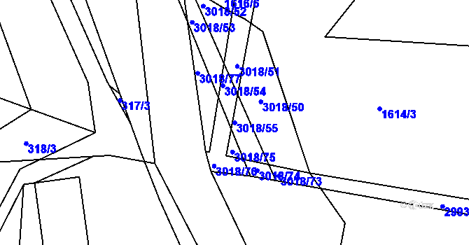 Parcela st. 3018/55 v KÚ Sopotnice, Katastrální mapa