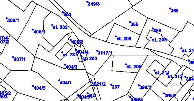 Parcela st. 3117/1 v KÚ Sopotnice, Katastrální mapa