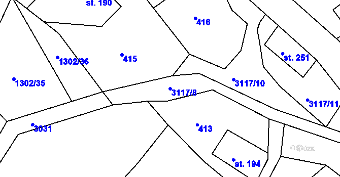 Parcela st. 3117/8 v KÚ Sopotnice, Katastrální mapa