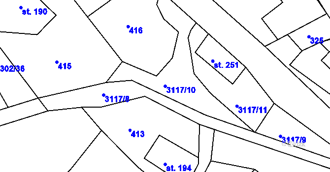 Parcela st. 3117/10 v KÚ Sopotnice, Katastrální mapa