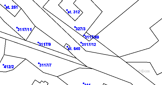 Parcela st. 3117/12 v KÚ Sopotnice, Katastrální mapa