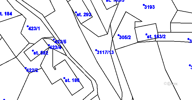 Parcela st. 3117/13 v KÚ Sopotnice, Katastrální mapa