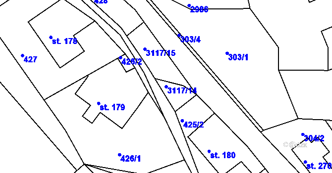 Parcela st. 3117/14 v KÚ Sopotnice, Katastrální mapa