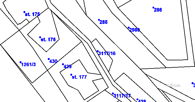 Parcela st. 3117/16 v KÚ Sopotnice, Katastrální mapa