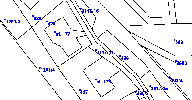 Parcela st. 3117/17 v KÚ Sopotnice, Katastrální mapa