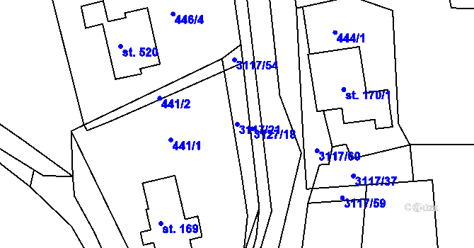 Parcela st. 3117/21 v KÚ Sopotnice, Katastrální mapa
