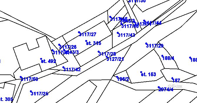 Parcela st. 3117/28 v KÚ Sopotnice, Katastrální mapa