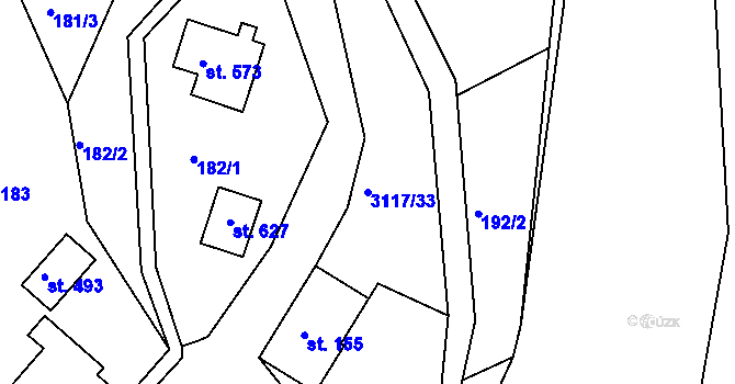 Parcela st. 3117/33 v KÚ Sopotnice, Katastrální mapa