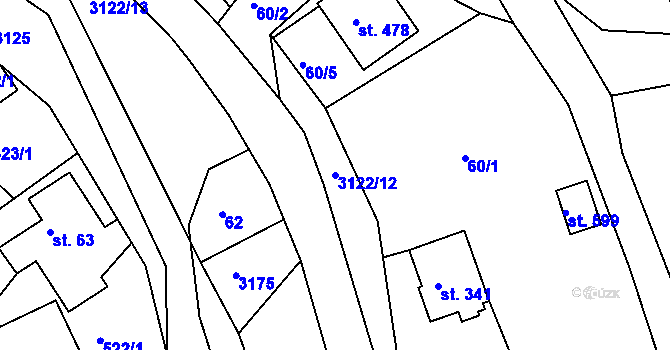 Parcela st. 3122/12 v KÚ Sopotnice, Katastrální mapa