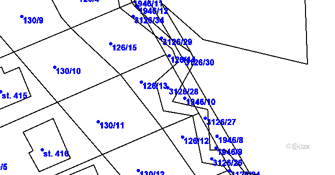 Parcela st. 3126/28 v KÚ Sopotnice, Katastrální mapa