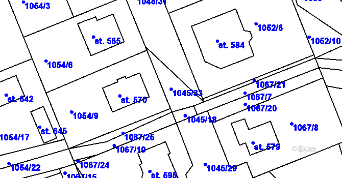 Parcela st. 1045/33 v KÚ Sopotnice, Katastrální mapa