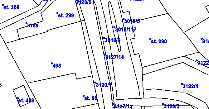 Parcela st. 3127/14 v KÚ Sopotnice, Katastrální mapa