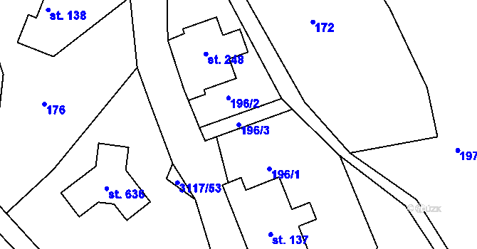 Parcela st. 196/3 v KÚ Sopotnice, Katastrální mapa