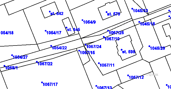Parcela st. 1067/24 v KÚ Sopotnice, Katastrální mapa
