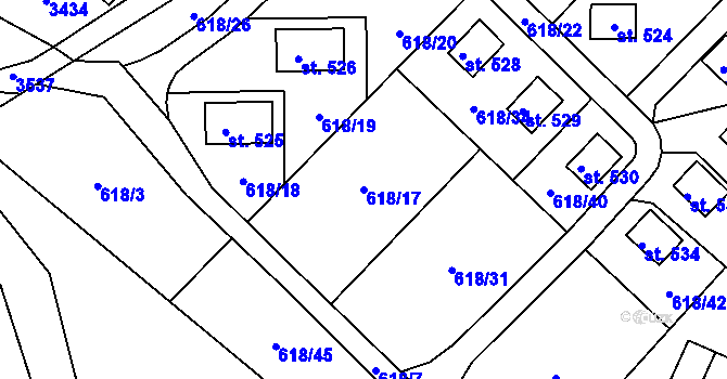 Parcela st. 618/17 v KÚ Sopotnice, Katastrální mapa