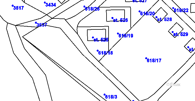 Parcela st. 618/18 v KÚ Sopotnice, Katastrální mapa