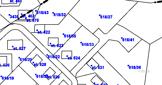 Parcela st. 618/33 v KÚ Sopotnice, Katastrální mapa