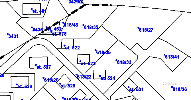 Parcela st. 618/35 v KÚ Sopotnice, Katastrální mapa