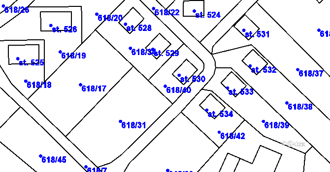 Parcela st. 618/40 v KÚ Sopotnice, Katastrální mapa