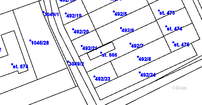 Parcela st. 666 v KÚ Sopotnice, Katastrální mapa