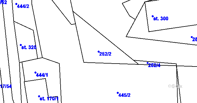 Parcela st. 252/2 v KÚ Sopotnice, Katastrální mapa