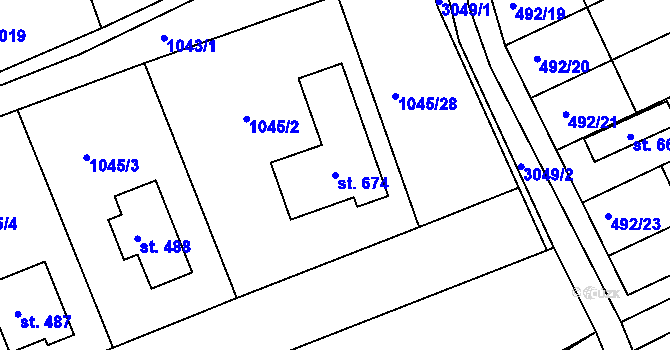 Parcela st. 674 v KÚ Sopotnice, Katastrální mapa